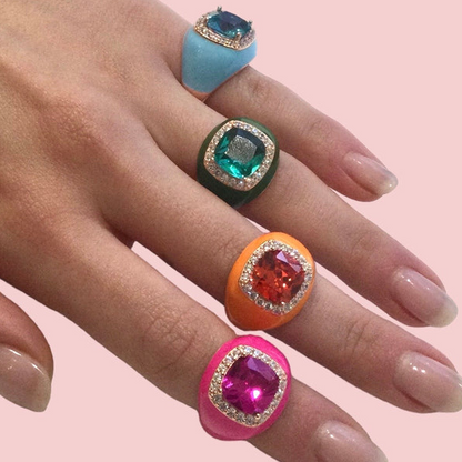 Anello Chevalier in Argento 925 con Zircone Quadrato