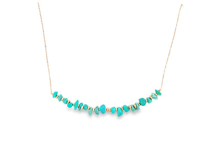 Collier avec Pierres Turquoise Taillées en Éclats - Bijou Elégant en Argent