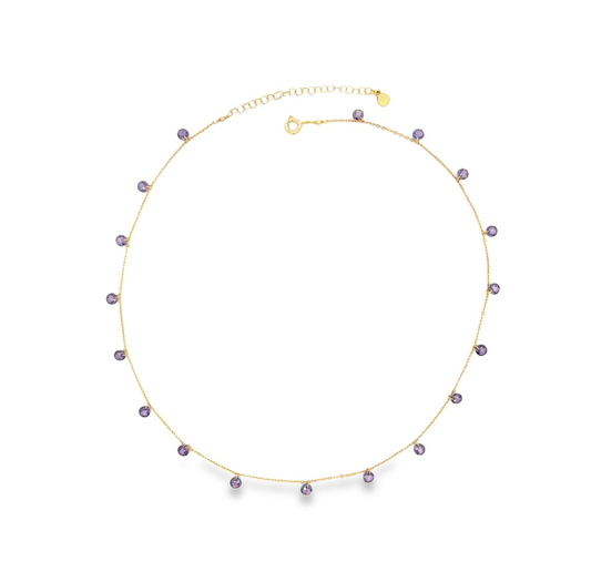 Collana con Lenticchie In Zircone Multiciondolo, Argento S925