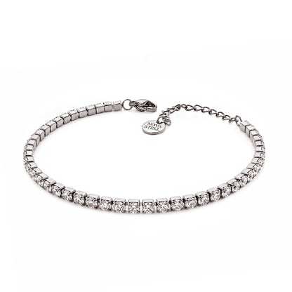 Bracciale Tennis 3mm con Crystal Bianco, mm 3 in ACCIAIO Inox