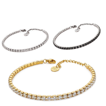 Bracciale Tennis 3mm con Crystal Bianco, mm 3 in ACCIAIO Inox
