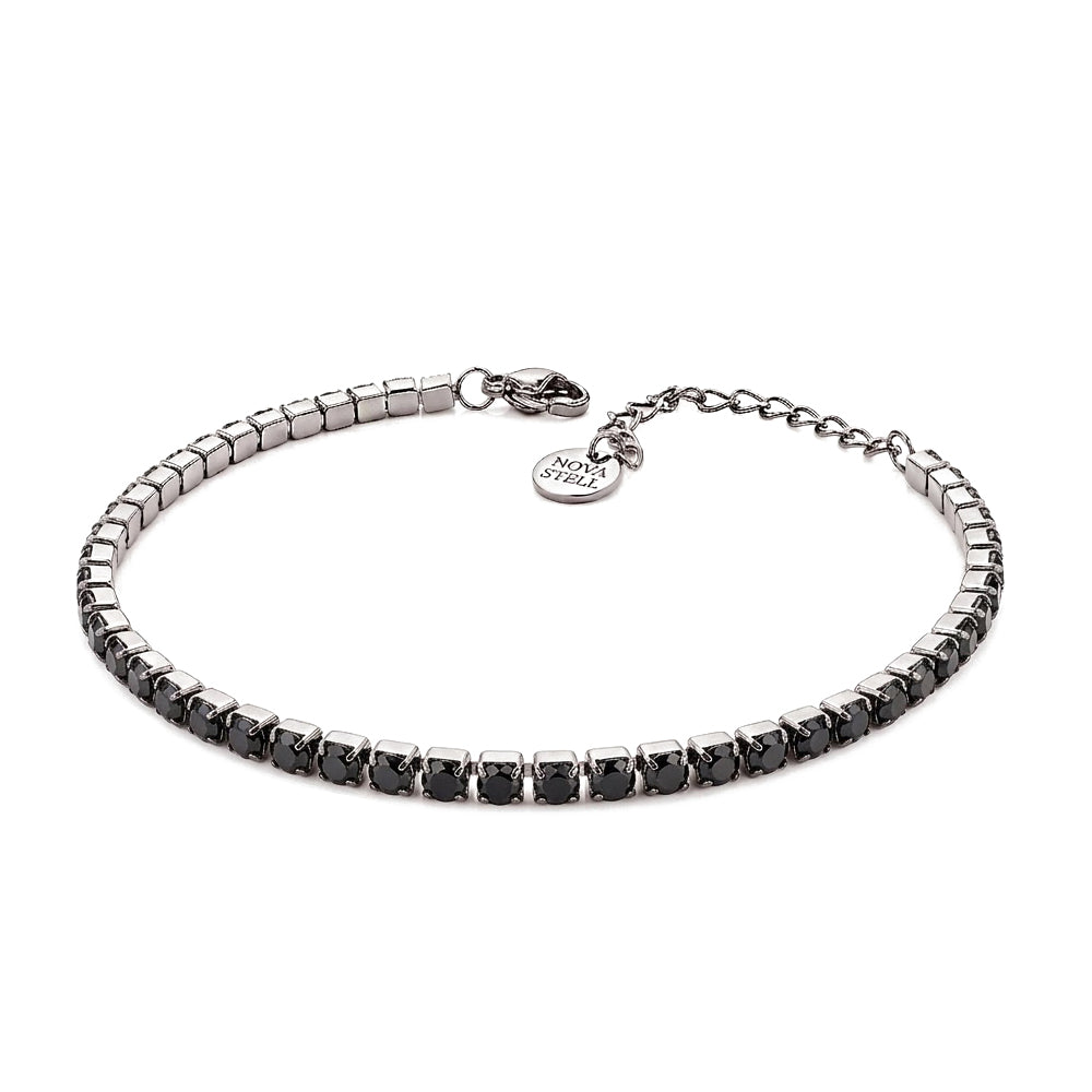 Bracciale Tennis 3mm con Crystal Bianco, mm 3 in ACCIAIO Inox