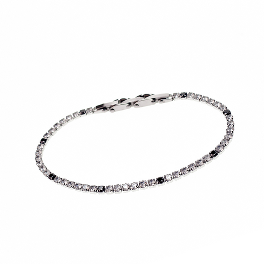 Bracciale Tennis con Zirconi 3Mm, in Acciaio inox