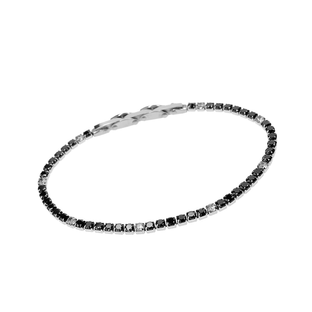 Bracciale Tennis Uomo con Zirconi 3Mm, in Acciaio inox