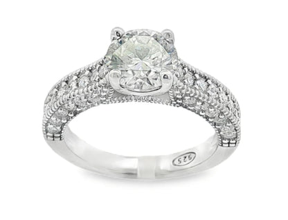 4-Petal Flower Ring, in S925 Silver and Zircons