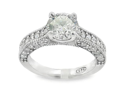 Anello Solitario Principessa in MOISSANITE USA, in Argento S925 NEW