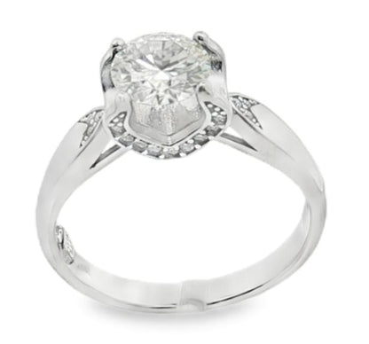 Anello Solitario Sospeso in MOISSANITE certificata, in Argento S925