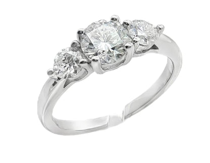Anello Trilogy in MOISSANITE certificata, in Argento S925