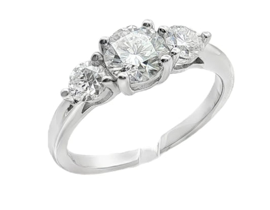 Anello Trilogy in MOISSANITE certificata, in Argento S925