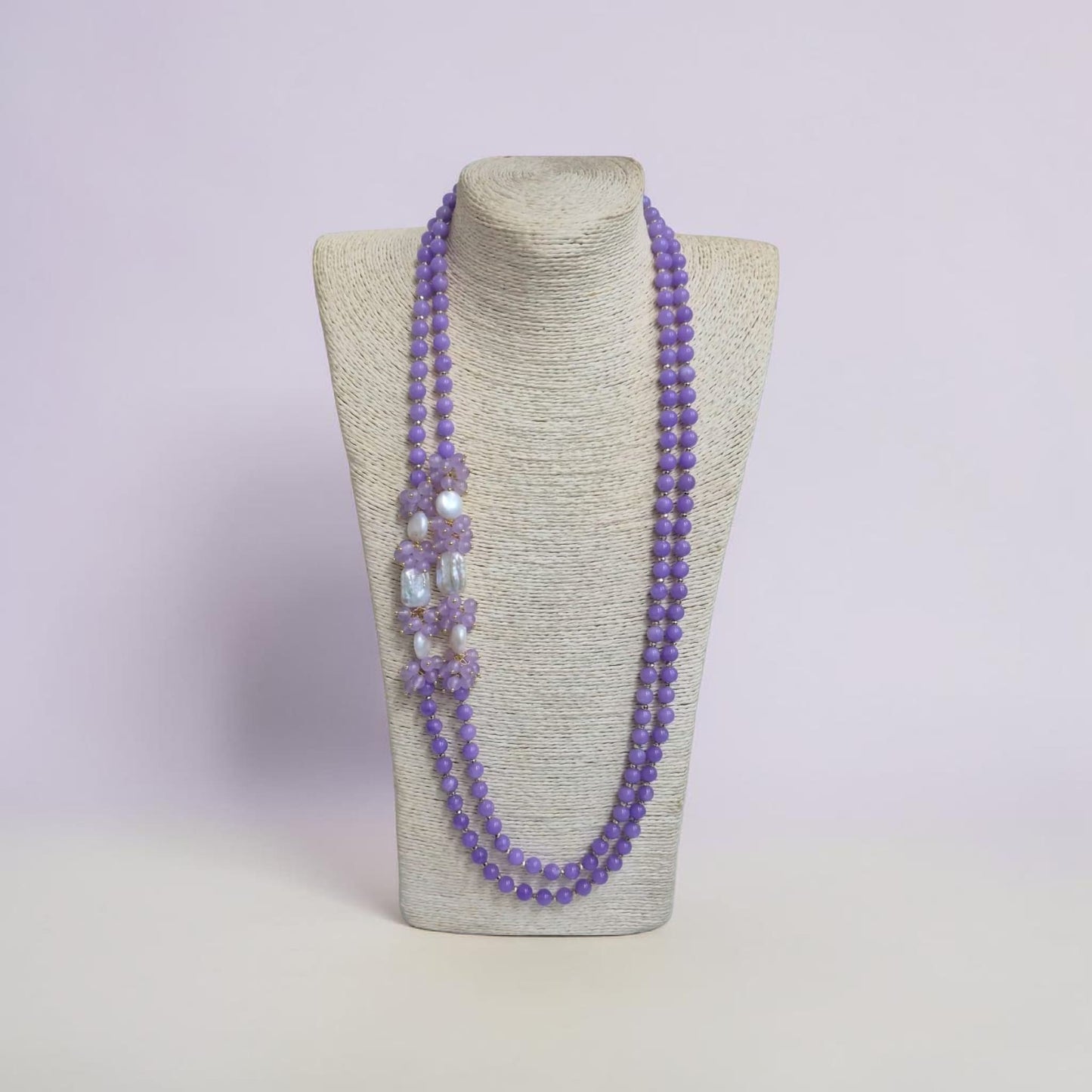 Long Necklace with Multicolor Sapphire Stones, S925 Silver and Gold