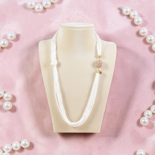 Long Necklace with Multicolor Sapphire Stones, S925 Silver and Gold