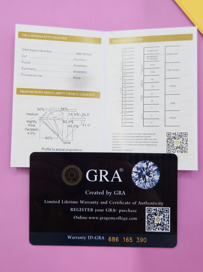 Anello Solitario MOISSANITE certificata, in Argento S925