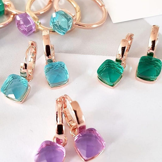 Orecchini a Punto Luce Quadrati, Argento s925