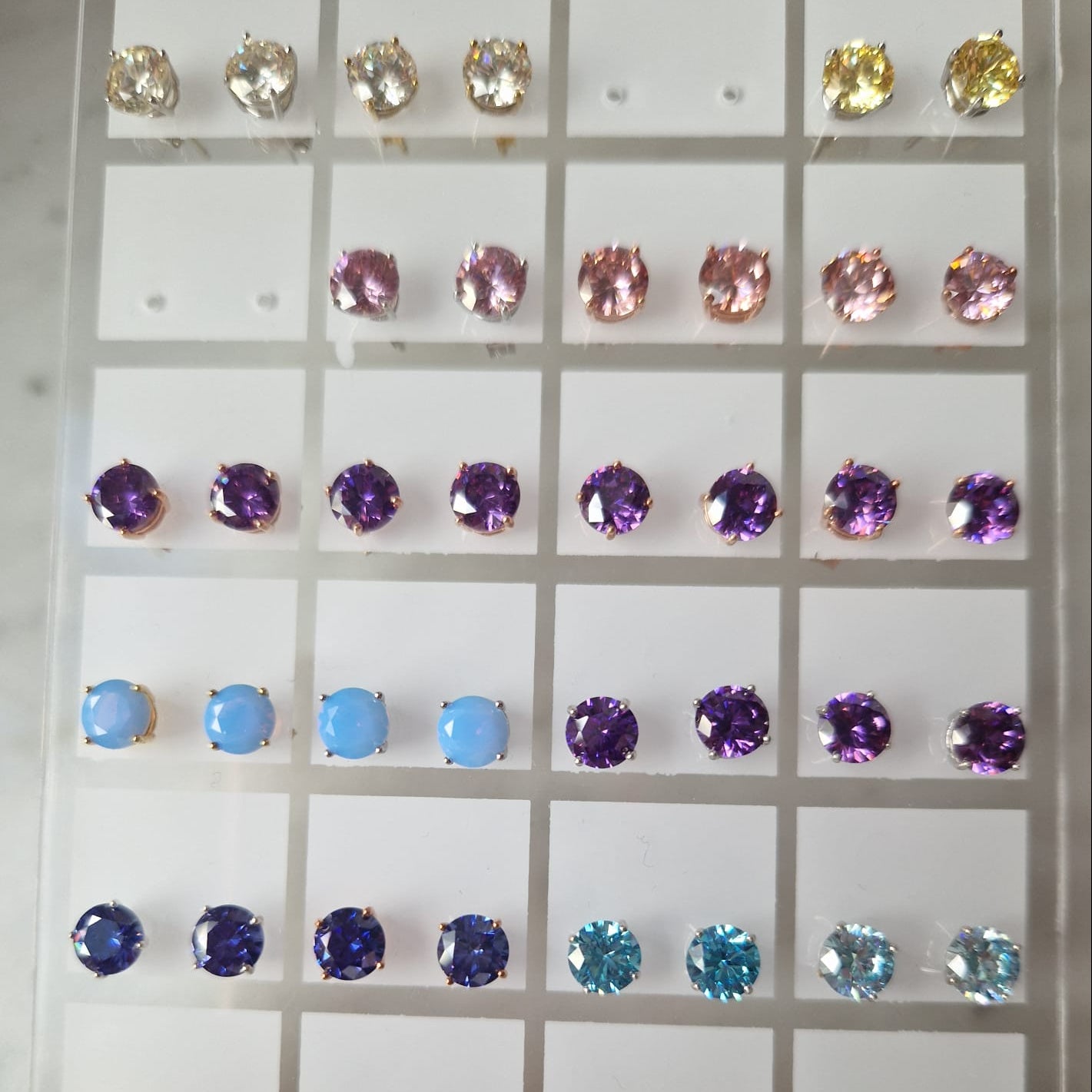 Orecchini Punto Luce COLOR 6mm, Produzione Esclusiva, Argento 925