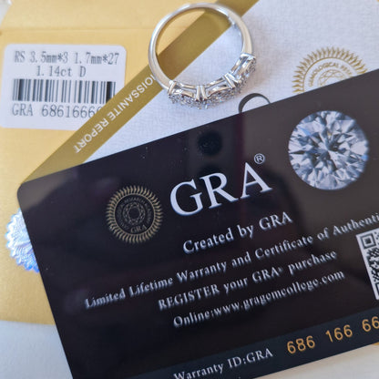 Anello Trilogy Fiore in MOISSANITE certificata, in Argento S925