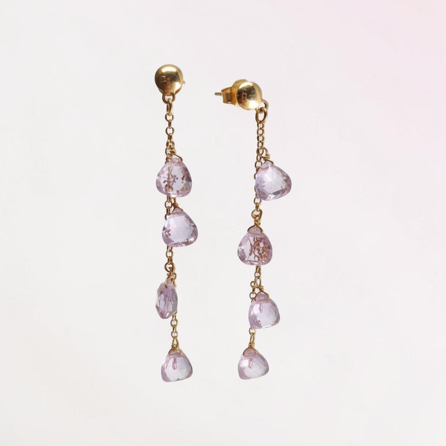 Lilac Drop Earrings, Rose Silver