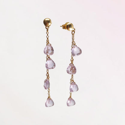 Lilac Drop Earrings, Rose Silver