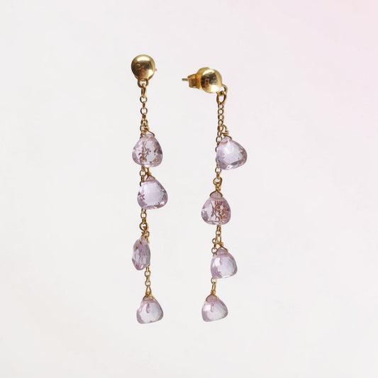 Lilac Drop Earrings, Rose Silver