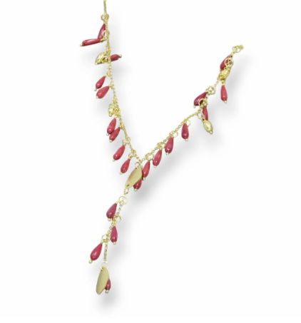 Collana in Argento 925 con Corallo Bamboo e Pendente da 10 cm - Elegante e Raffinata