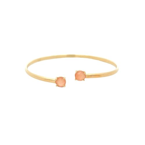 Bracciale Rigido con Adularia Cipria, in Argento 925 e Oro 18K