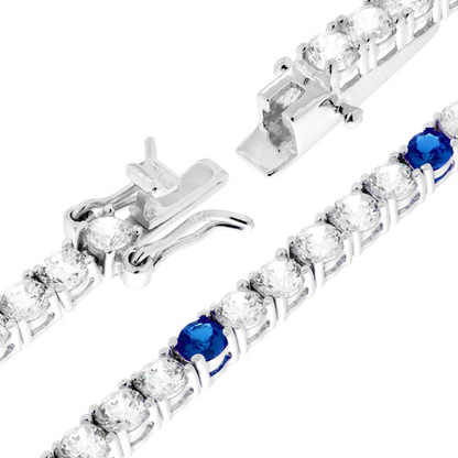 Bracciale Tennis 3mm Con Zirconi Colore Blu Alternati 5+1