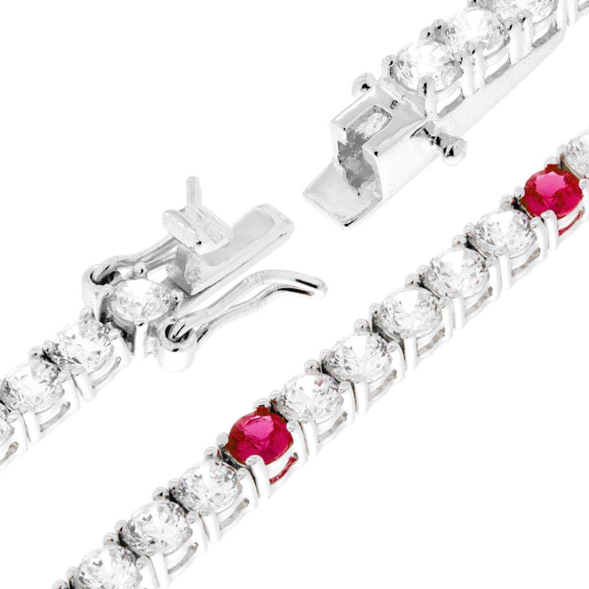 Bracciale Tennis 3mm Con Zirconi Colore Ruby Alternati 5+1