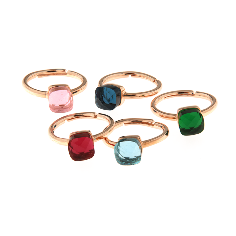 Anelli Mini Pietra Quadrata, in Argento S925