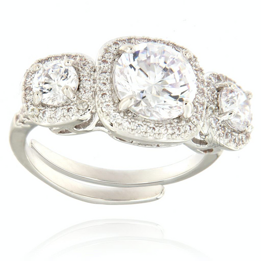 Trilogy grande quadrato in Argento S,925 e Zirconi