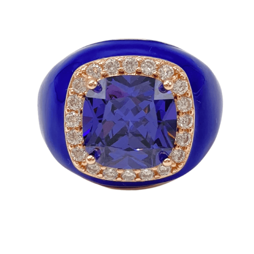 Anello Chevalier in Argento 925 con Zircone Quadrato