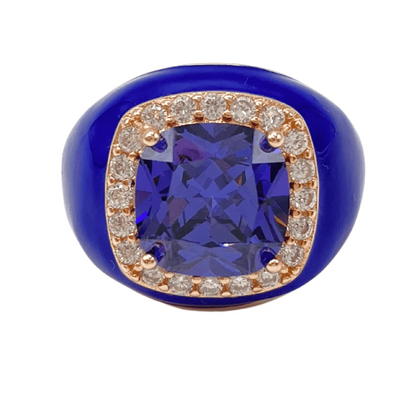 Anello Chevalier in Argento 925 con Zircone Quadrato