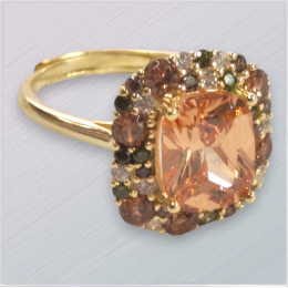 Anello Rerrtangolo Brillante, in Argento 925