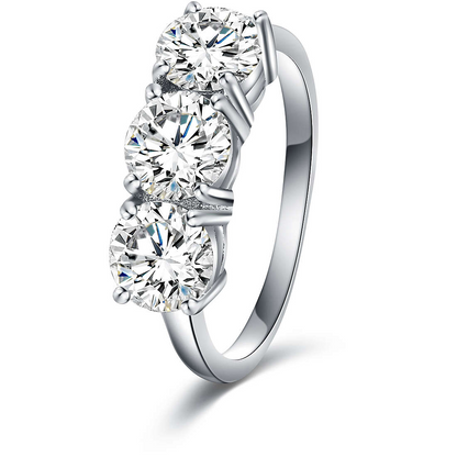 Anello Trilogy Classico in MOISSANITE USA, in Argento S925