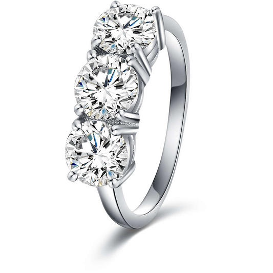 Anello Trilogy Classico in MOISSANITE USA, in Argento S925