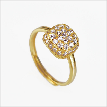 Anello Quadrato con Zirconi, in Argento S925