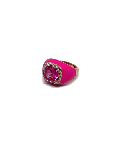 Anello Chevalier in Argento 925 con Zircone Quadrato