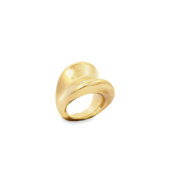 925 Silver and Gold Plated Wave Ring - Elegant and Adjustable Design