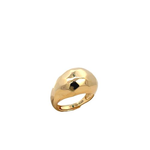 925 Silver and Gold Plated Wave Ring - Elegant and Adjustable Design