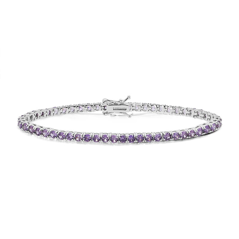 Bracciale Tennis Viola 3mm, in Argento S925 e Zirconi