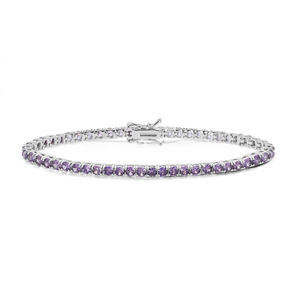 Bracciale Tennis Viola 3mm, in Argento S925 e Zirconi