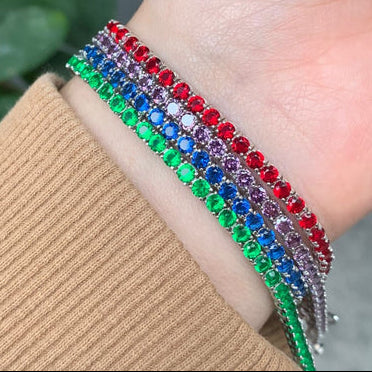 Bracciale Tennis Viola 3mm, in Argento S925 e Zirconi