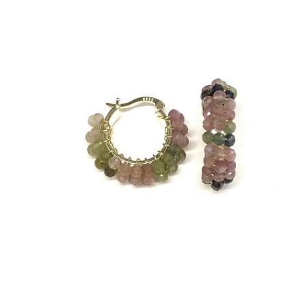 Medium Hoops in Silver and Tourmaline 