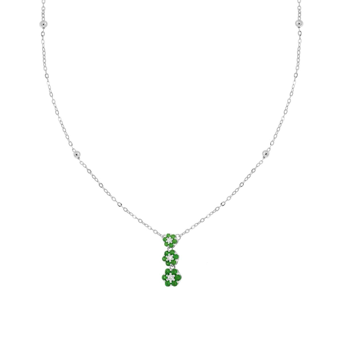 Collana Trilogy Fiore, in Argento e Zirconi