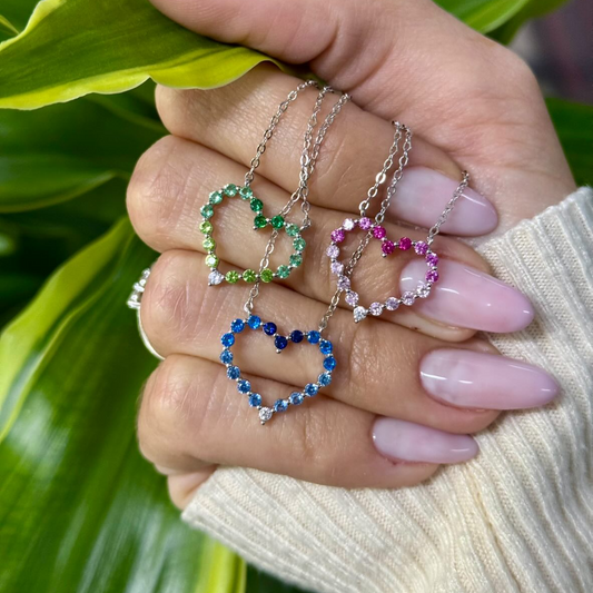 Collana Pendente Cuore Degradè, Argento s925