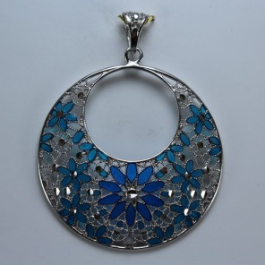 Collana con Grande Medaglione in Filigrana, Argento s925