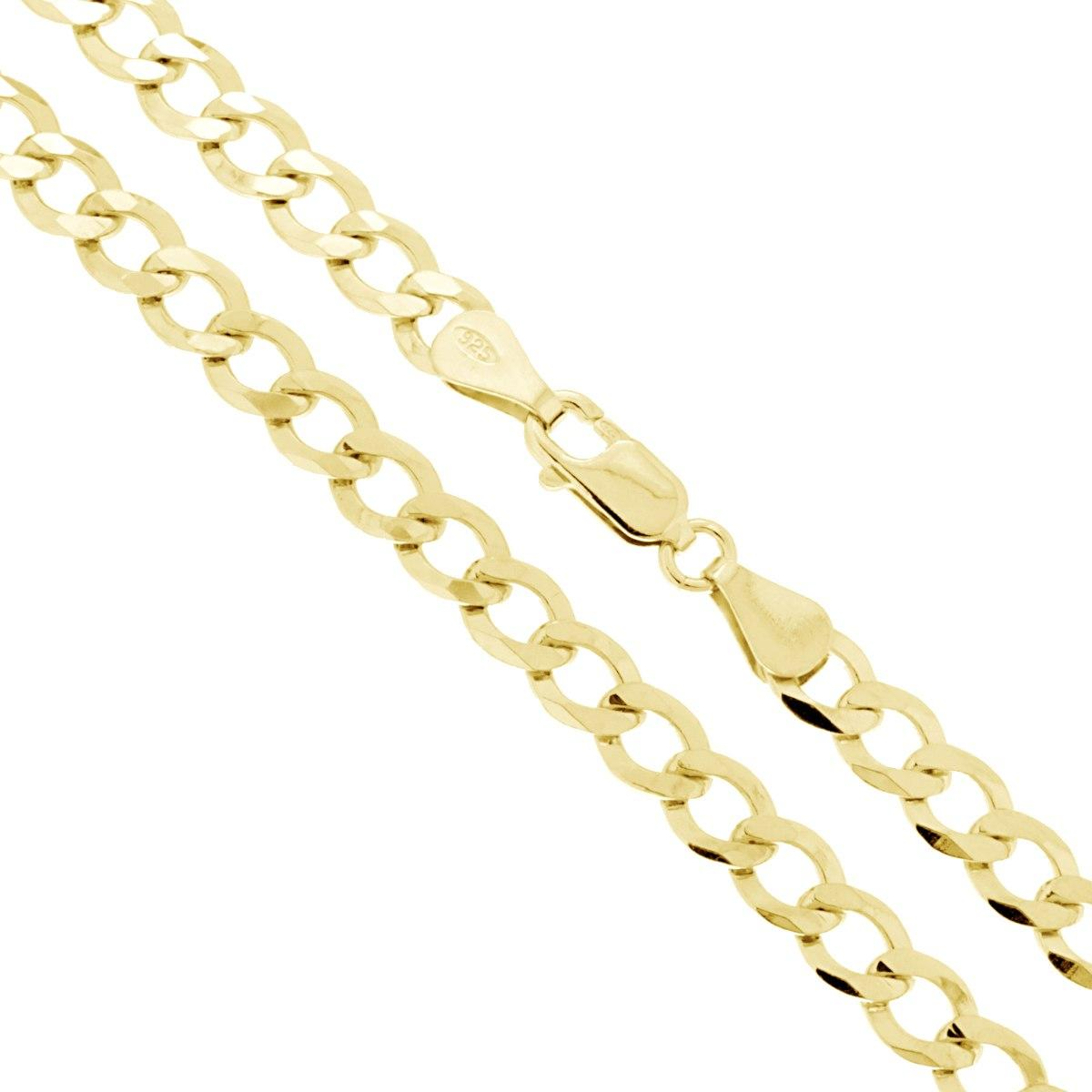 5.4mm Diamond Cut Curb Chain Necklace, 925 Sterling Silver