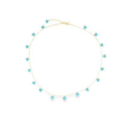 Collana con Cuoricini In Zircone Multiciondolo, Argento S925