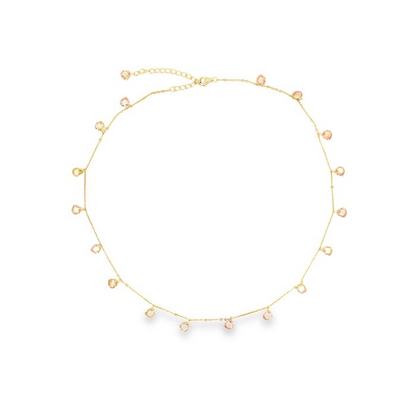 Collana con Cuoricini In Zircone Multiciondolo, Argento S925