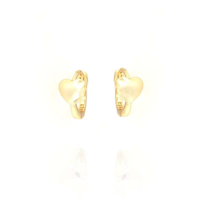 Orecchini mini cerchietto con cuoricino bomby, Argento 925