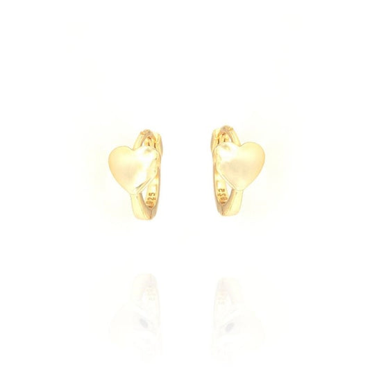 Orecchini mini cerchietto con cuoricino bomby, Argento 925