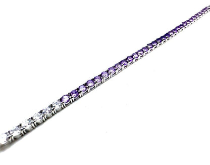 Purple Degradé Tennis Bracelet, 3 mm in 925 Silver